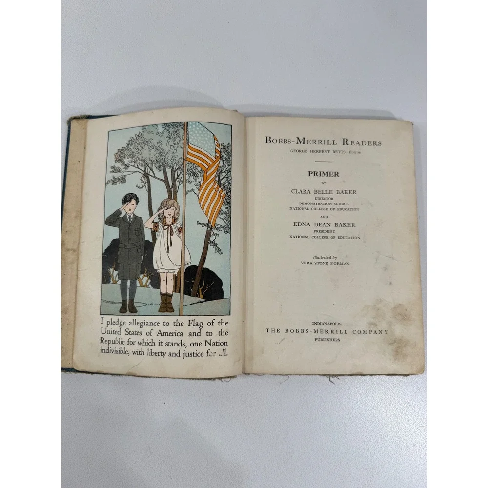 Vintage 1920s Bobbs-Merrill Readers Set Primer Second Fourth Baker School Books